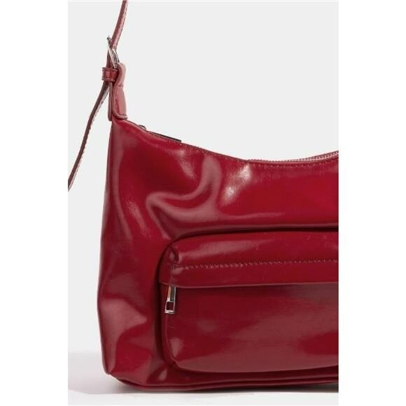 Fame Glossy Faux Leather Shoulder Bag - Picture 2 of 3